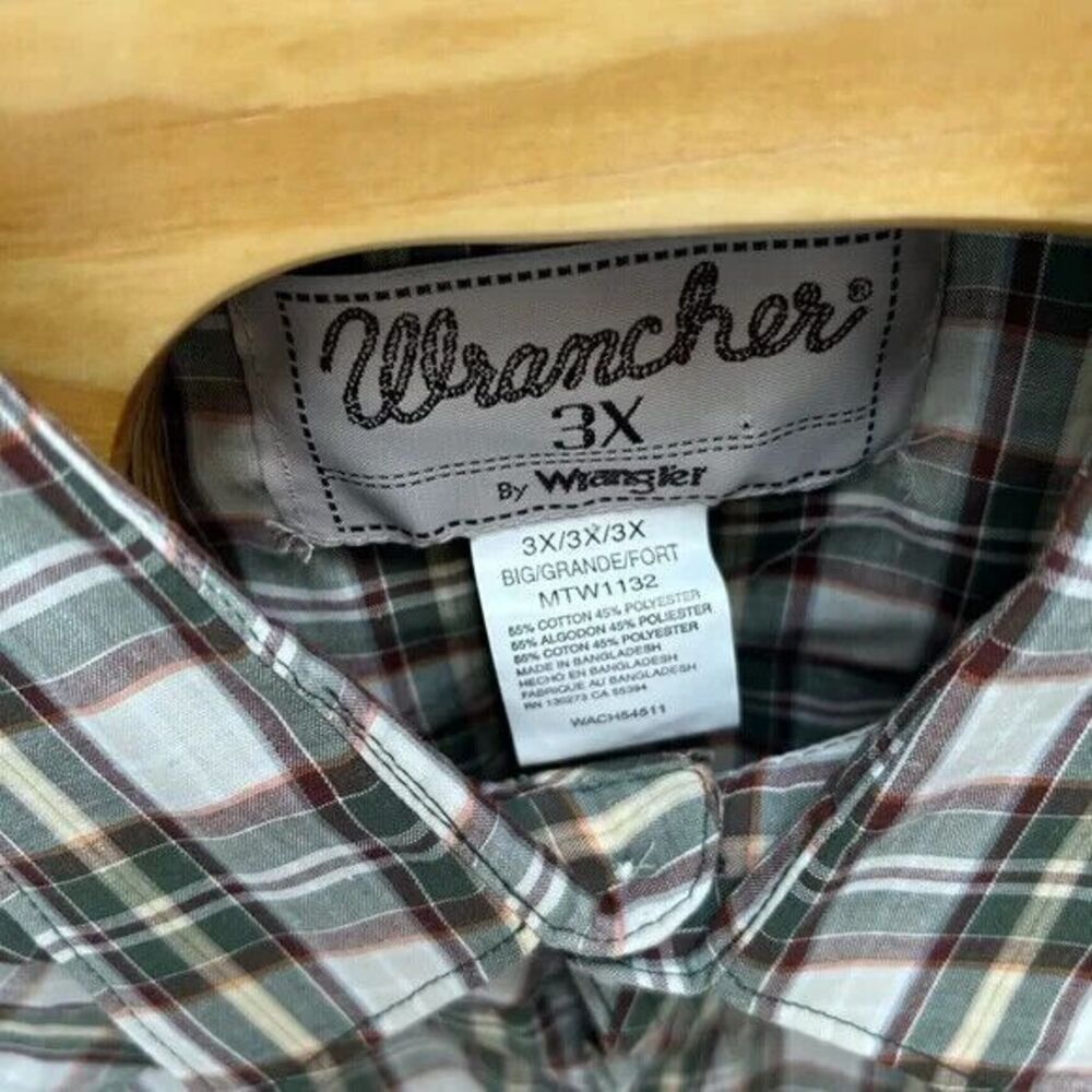 Wrangler WRANCHER NWT Plaid Pearl Snap SS Shirt Size 3X - Picture 3 of 6